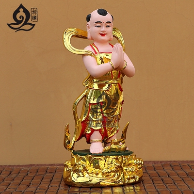 12寸金童玉女善财童子童男童女观音书童树脂佛像供奉家居风水摆件