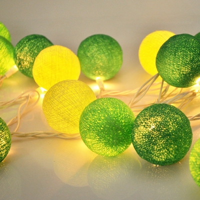 马卡龙色系灯球 泰国线球灯串20头青春派对庭院节庆装饰彩球灯串