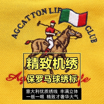 男士t恤夏季短袖黄色翻领马球保罗绣标体恤丝光棉商务休闲polo衫