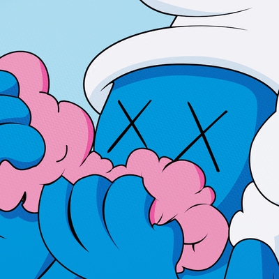 kaws蓝精灵装饰画 卧室儿童房挂画简约有框画个性壁画幼儿园墙画