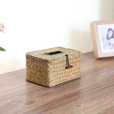 手工编织餐巾抽纸盒方形草编纸巾盒洗手间抽纸盒 车载纸巾盒